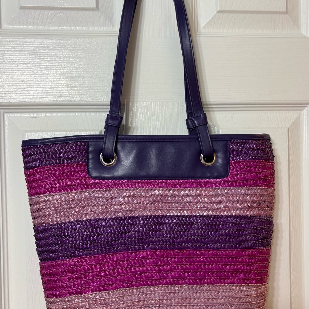 Elegant Purple and Pink Woven Tote Bag